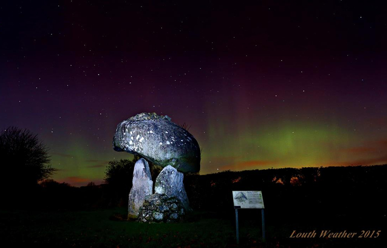 Northern Lights (Aurora Borealis) over the Proleek Dolmen