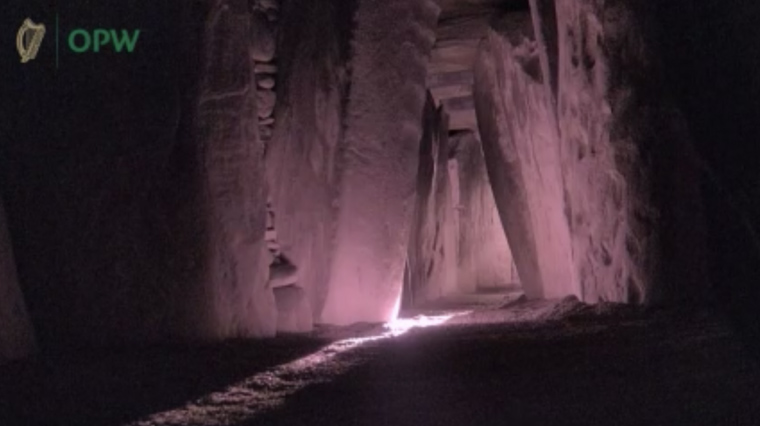 Shaft of light viewed from within the Newgrange chamber.