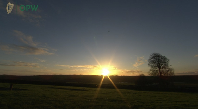 9:09am - Rising sun viewed from the Newgrange monument.